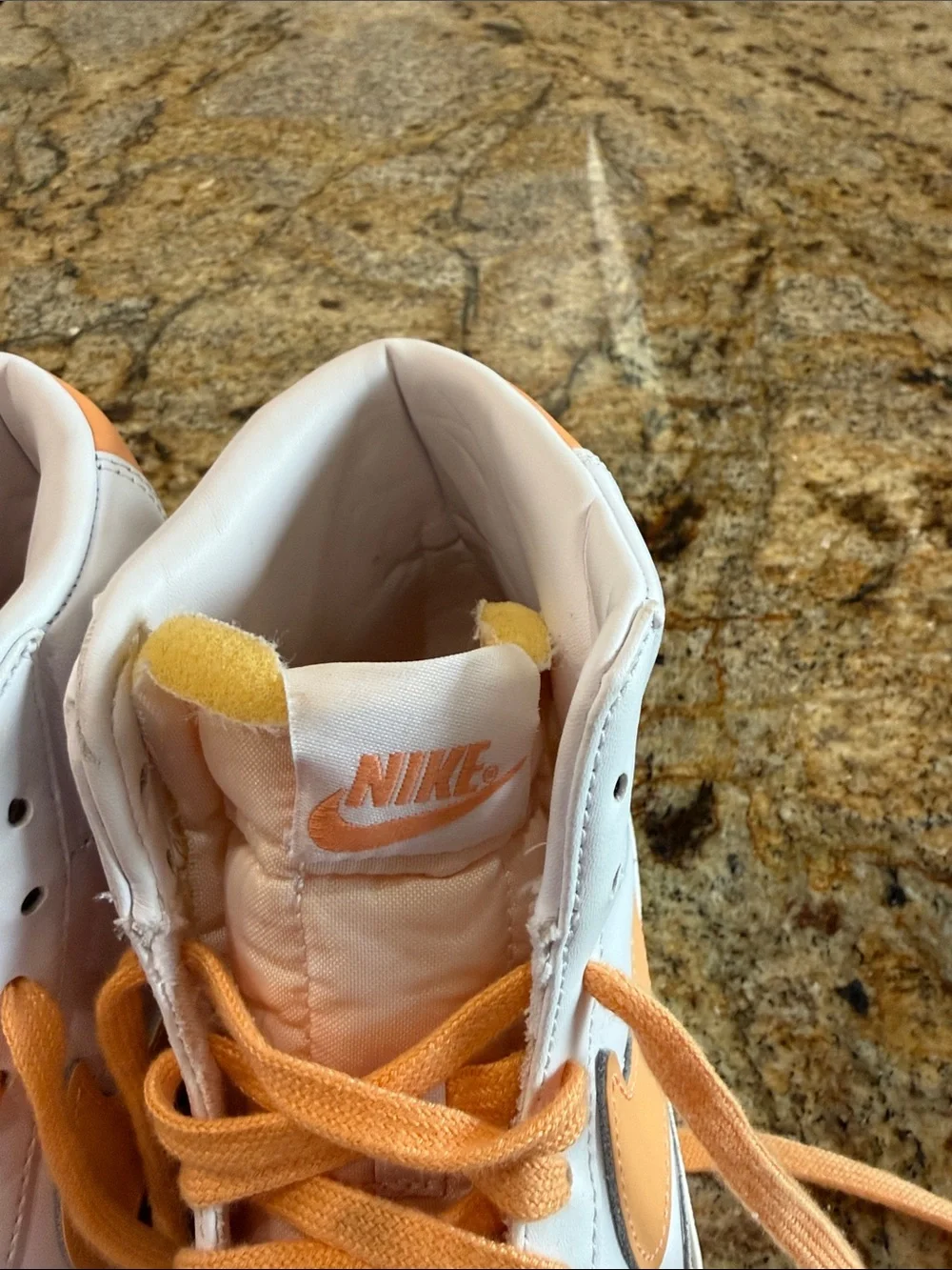 Nike White and Orange High-Top Sneakers